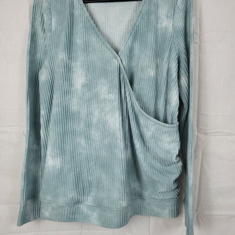 Sonoma Womens Blue White V Neck Long Sleeve Pullover Sweatshirt Size Medium - Picture 3 of 9